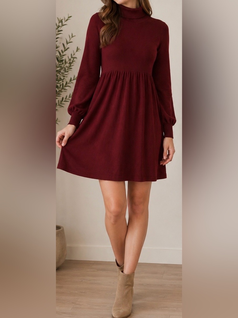 Forever 21 Red Turtleneck Sweater Dress Size M